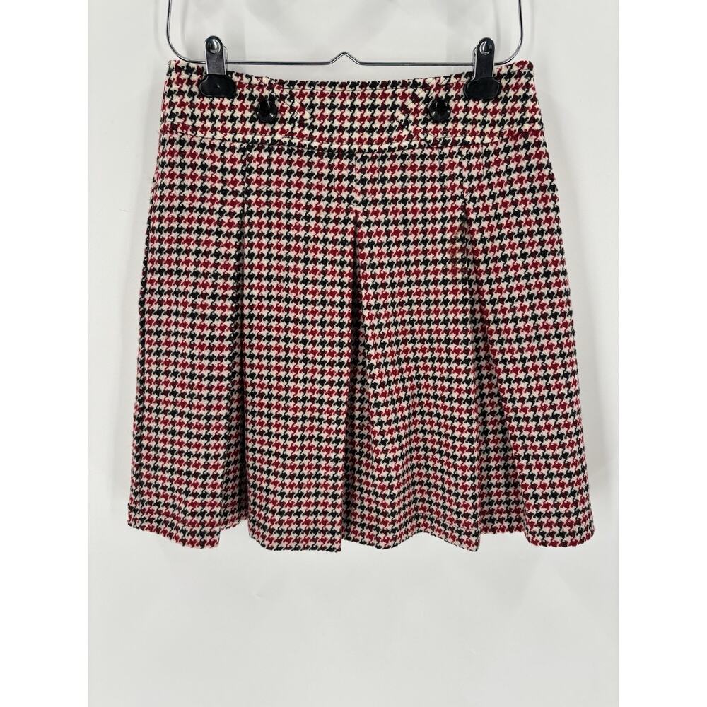 Beebop & Wally Vintage Skirt Womens XS Red Black Pleated Buttons Houndstooth